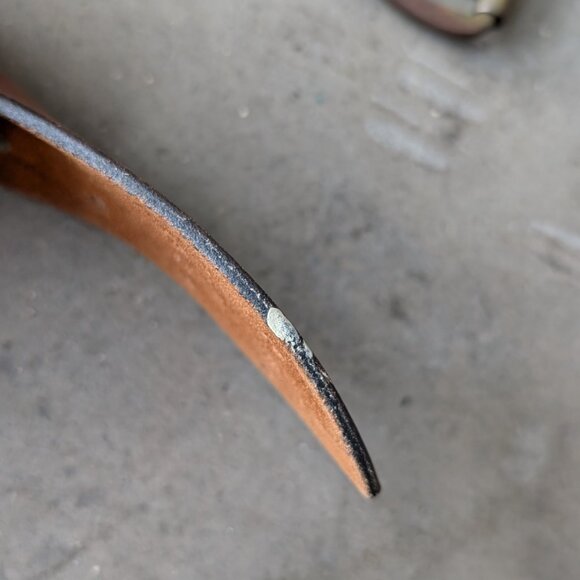 Vintage Brown Leather Three Hole Prong Buckle Wide Belt unisex - Picture 5 of 10